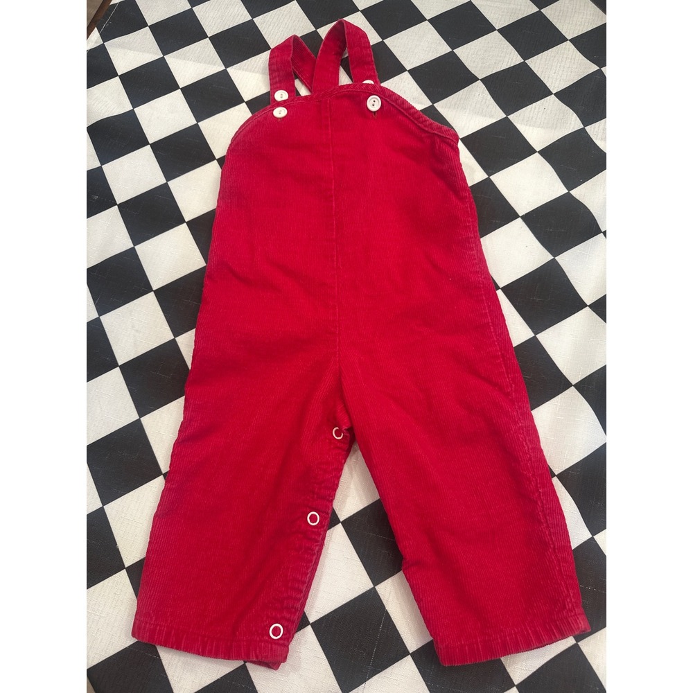 Vintage 80's Sears Red Corduroy Overalls Infant baby toddler Medium Made in USA